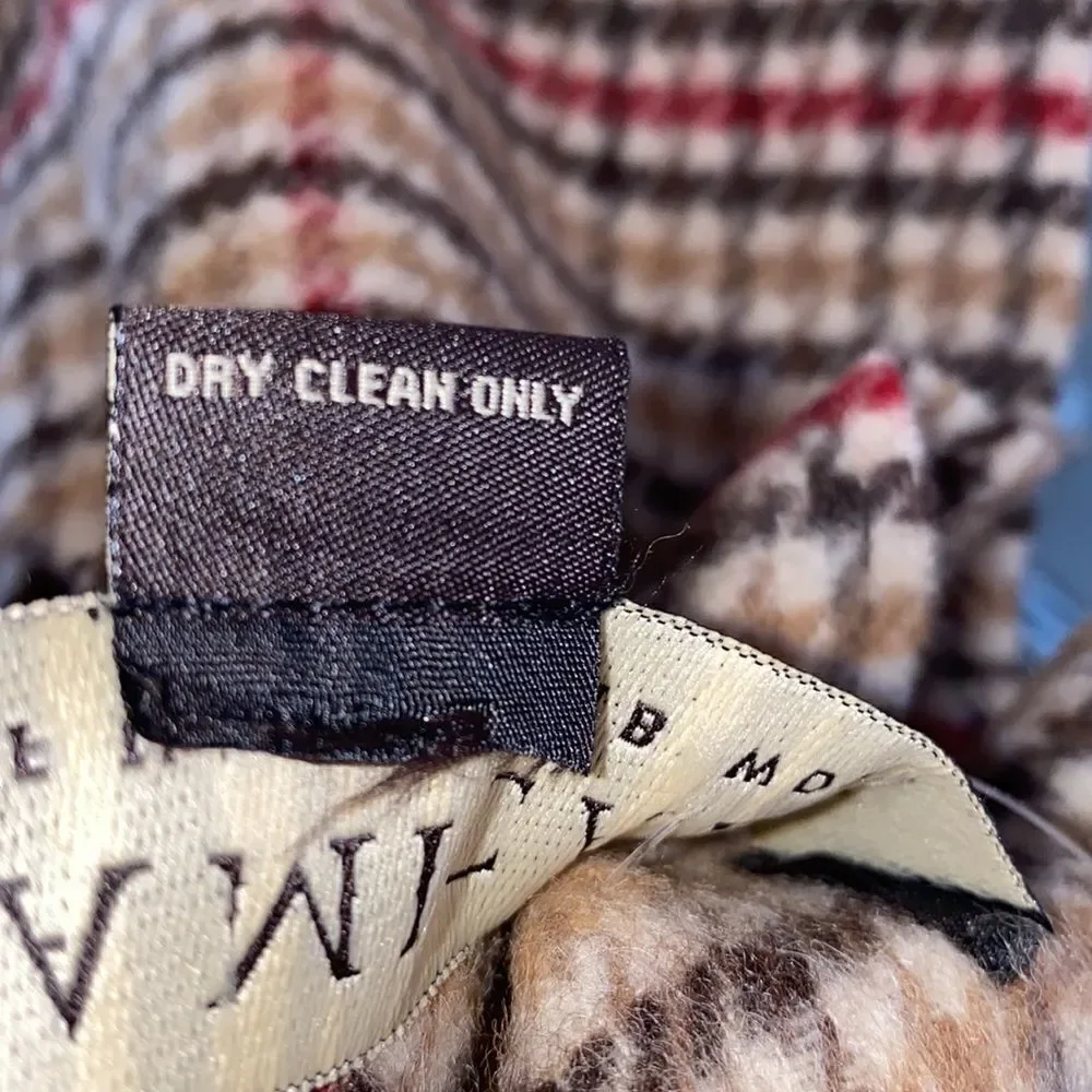 AMICALE Lambswool Tan Plaid Scarf